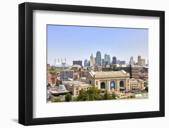 Downtown skyline of Kansas City and Union Station, Kansas City, Missouri, USA-Simon Montgomery-Framed Photographic Print