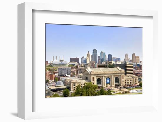 Downtown skyline of Kansas City and Union Station, Kansas City, Missouri, USA-Simon Montgomery-Framed Photographic Print