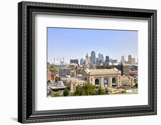 Downtown skyline of Kansas City and Union Station, Kansas City, Missouri, USA-Simon Montgomery-Framed Photographic Print