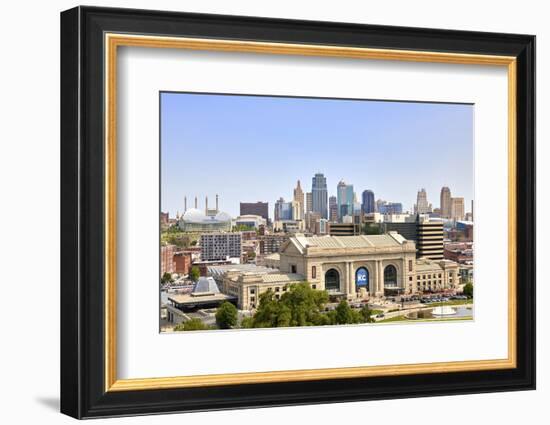 Downtown skyline of Kansas City and Union Station, Kansas City, Missouri, USA-Simon Montgomery-Framed Photographic Print