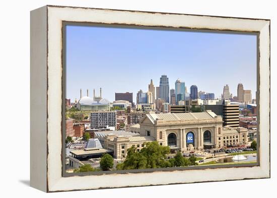 Downtown skyline of Kansas City and Union Station, Kansas City, Missouri, USA-Simon Montgomery-Framed Premier Image Canvas
