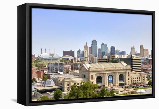 Downtown skyline of Kansas City and Union Station, Kansas City, Missouri, USA-Simon Montgomery-Framed Premier Image Canvas