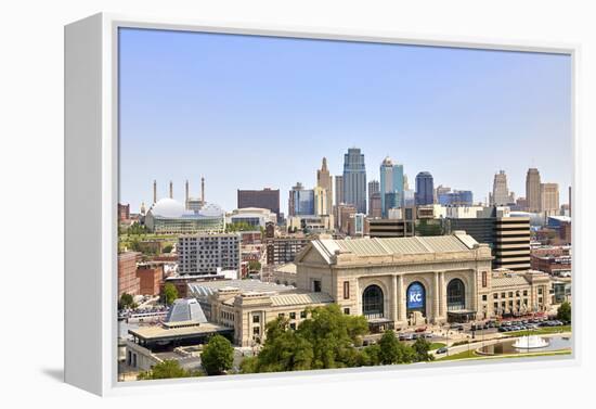 Downtown skyline of Kansas City and Union Station, Kansas City, Missouri, USA-Simon Montgomery-Framed Premier Image Canvas