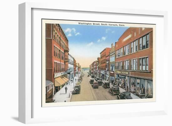 Downtown, South Norwalk, Connecticut-null-Framed Art Print