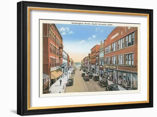 Downtown, South Norwalk, Connecticut-null-Framed Art Print