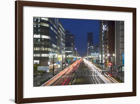 Downtown Street at Dusk, Hiroshima, Hiroshima Prefecture, Japan-Ian Trower-Framed Photographic Print