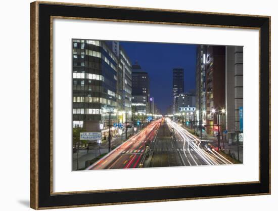 Downtown Street at Dusk, Hiroshima, Hiroshima Prefecture, Japan-Ian Trower-Framed Photographic Print