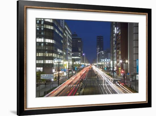 Downtown Street at Dusk, Hiroshima, Hiroshima Prefecture, Japan-Ian Trower-Framed Photographic Print