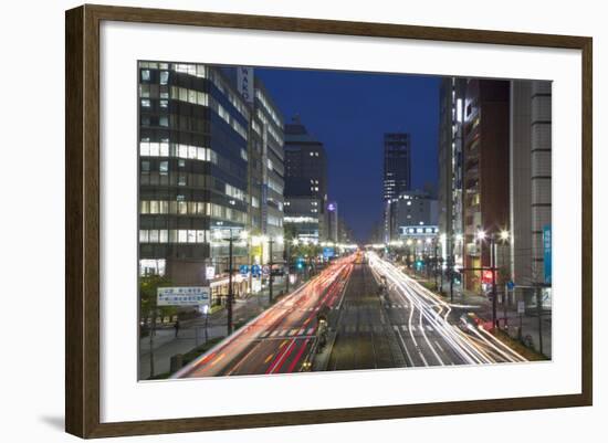 Downtown Street at Dusk, Hiroshima, Hiroshima Prefecture, Japan-Ian Trower-Framed Photographic Print