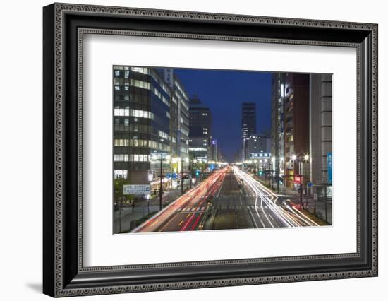 Downtown Street at Dusk, Hiroshima, Hiroshima Prefecture, Japan-Ian Trower-Framed Photographic Print