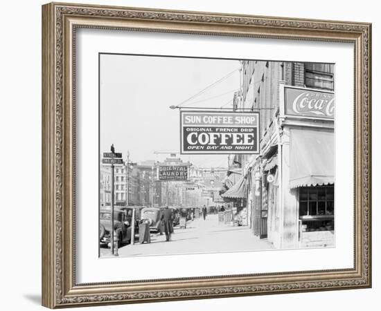 Downtown street in New Orleans, Louisiana, 1935-Walker Evans-Framed Photographic Print