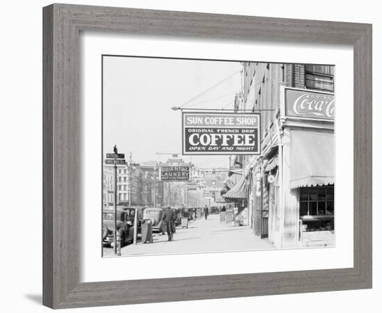 Downtown street in New Orleans, Louisiana, 1935-Walker Evans-Framed Photographic Print