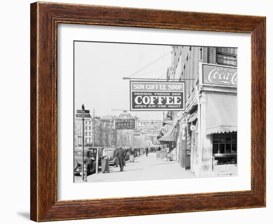 Downtown street in New Orleans, Louisiana, 1935-Walker Evans-Framed Photographic Print