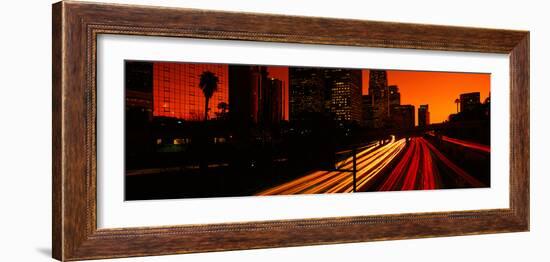 Downtown Traffic at Night, Los Angeles, California-null-Framed Photographic Print