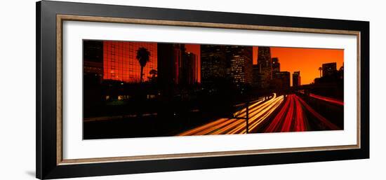 Downtown Traffic at Night, Los Angeles, California-null-Framed Photographic Print