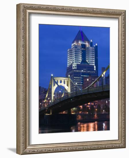 Downtown View from Allegheny Landing by 6th Street Bridge, Pittsburgh, Pennsylvania-Walter Bibikow-Framed Photographic Print