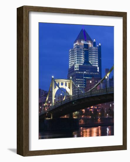 Downtown View from Allegheny Landing by 6th Street Bridge, Pittsburgh, Pennsylvania-Walter Bibikow-Framed Photographic Print