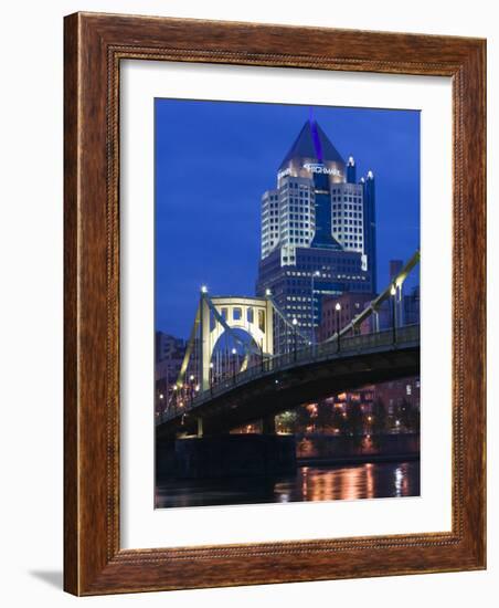 Downtown View from Allegheny Landing by 6th Street Bridge, Pittsburgh, Pennsylvania-Walter Bibikow-Framed Photographic Print