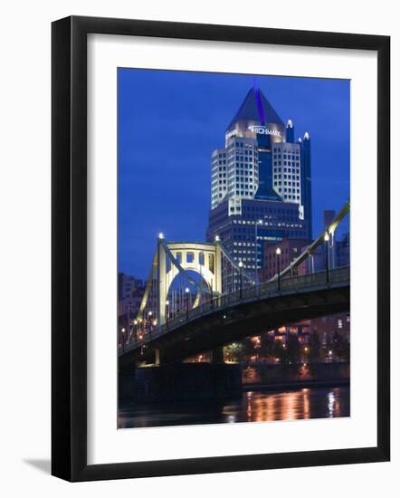 Downtown View from Allegheny Landing by 6th Street Bridge, Pittsburgh, Pennsylvania-Walter Bibikow-Framed Photographic Print