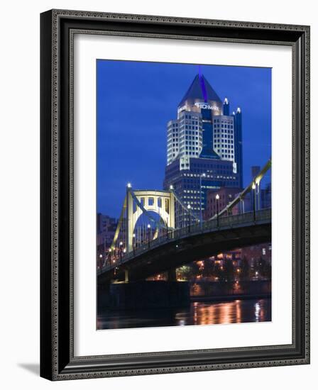 Downtown View from Allegheny Landing by 6th Street Bridge, Pittsburgh, Pennsylvania-Walter Bibikow-Framed Photographic Print