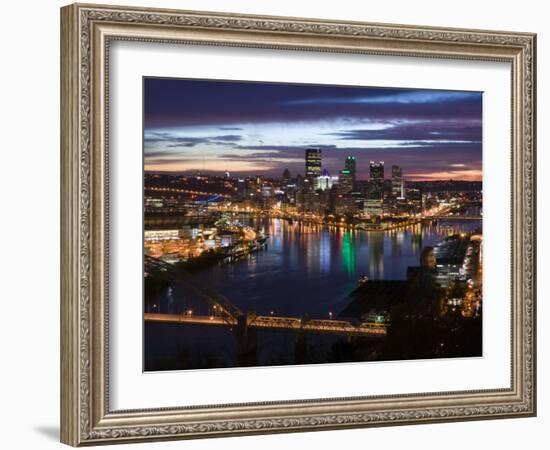 Downtown View from West End Overlook, Pittsburgh, Pennsylvania-Walter Bibikow-Framed Photographic Print