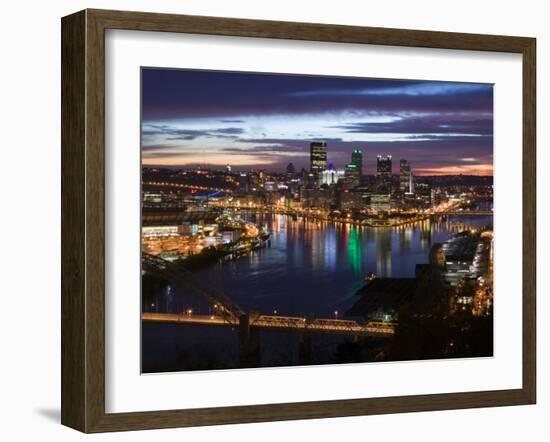 Downtown View from West End Overlook, Pittsburgh, Pennsylvania-Walter Bibikow-Framed Photographic Print