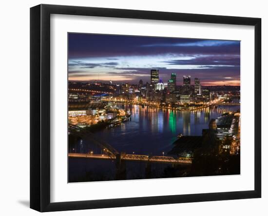 Downtown View from West End Overlook, Pittsburgh, Pennsylvania-Walter Bibikow-Framed Photographic Print