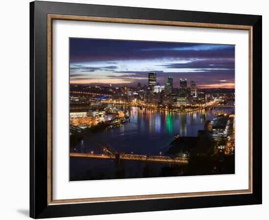 Downtown View from West End Overlook, Pittsburgh, Pennsylvania-Walter Bibikow-Framed Photographic Print