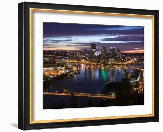 Downtown View from West End Overlook, Pittsburgh, Pennsylvania-Walter Bibikow-Framed Photographic Print