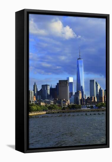 Downtown View with the Freedom Tower from the Hudson River Greenway-Stefano Amantini-Framed Premier Image Canvas