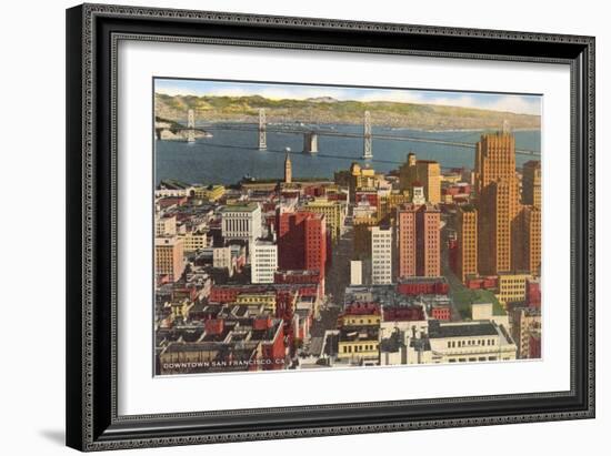 Downtown with Oakland Bay Bridge, San Francisco, California-null-Framed Art Print