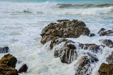 Rocky Coast Ocean Surf Waves-dplett-Mounted Photographic Print