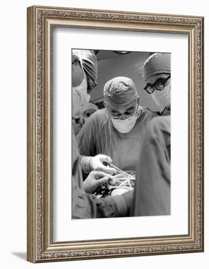 Dr. Adrian Kantrowitz in Surgery. Brooklyn, NY June 1966-Ralph Morse-Framed Photographic Print