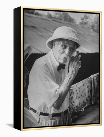 Dr. Albert Schweitzer Celebrating His 90th Birthday-George Silk-Framed Premier Image Canvas