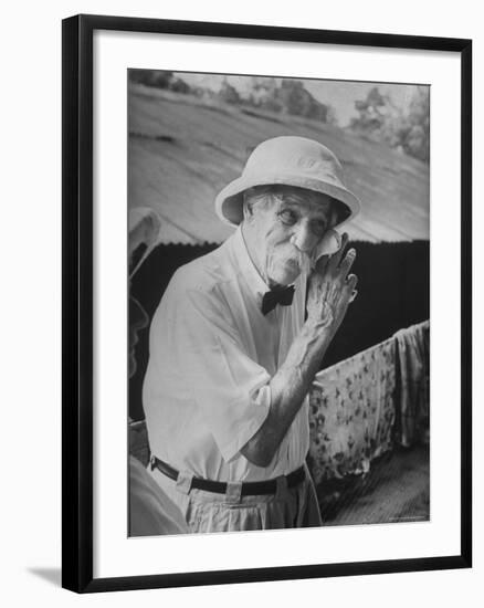 Dr. Albert Schweitzer Celebrating His 90th Birthday-George Silk-Framed Premium Photographic Print