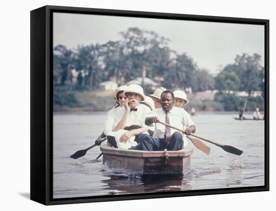 Dr. Albert Schweitzer Going Down the Ogowe River to Lambarene for His Birthday Celebration-George Silk-Framed Premier Image Canvas