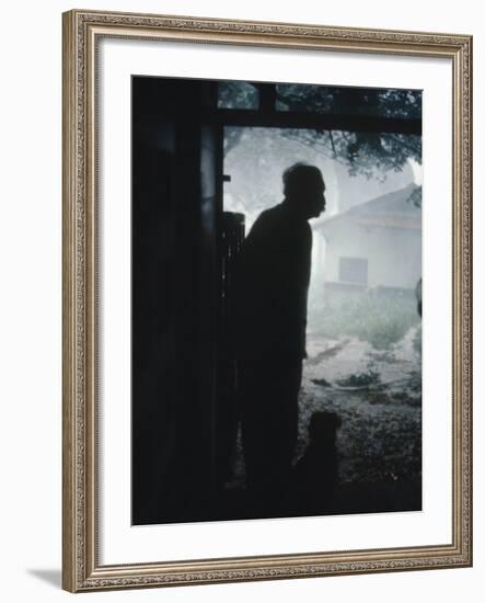 Dr. Albert Schweitzer Schweitzer at His Lambarene Compound-George Silk-Framed Premium Photographic Print