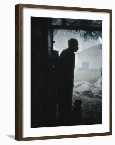 Dr. Albert Schweitzer Schweitzer at His Lambarene Compound-George Silk-Framed Premium Photographic Print