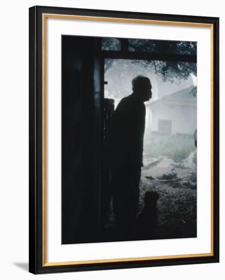 Dr. Albert Schweitzer Schweitzer at His Lambarene Compound-George Silk-Framed Premium Photographic Print