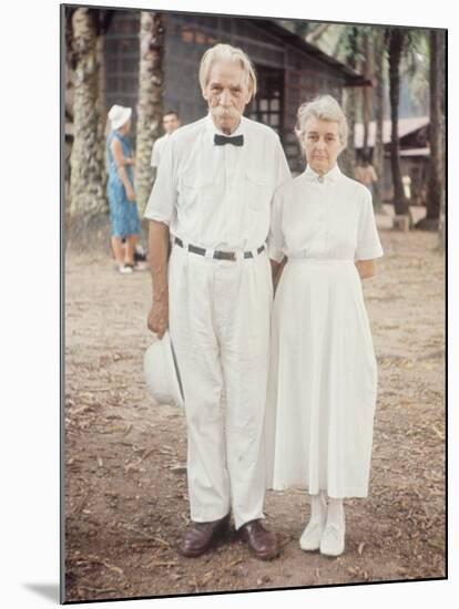 Dr. Albert Schweitzer with Ali Silver, Long Time Nurse at His Lambarene Compound-George Silk-Mounted Premium Photographic Print
