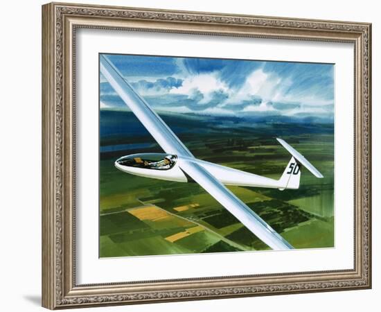 Dr. Brennig James, the First British Pilot to Fly 500 Miles in a Glider-Wilf Hardy-Framed Giclee Print