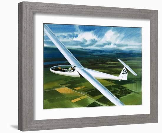 Dr. Brennig James, the First British Pilot to Fly 500 Miles in a Glider-Wilf Hardy-Framed Giclee Print