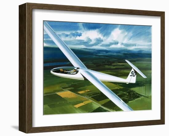 Dr. Brennig James, the First British Pilot to Fly 500 Miles in a Glider-Wilf Hardy-Framed Giclee Print