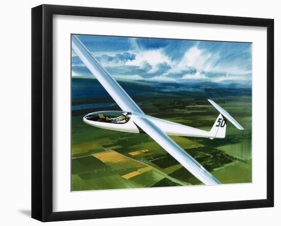 Dr. Brennig James, the First British Pilot to Fly 500 Miles in a Glider-Wilf Hardy-Framed Giclee Print