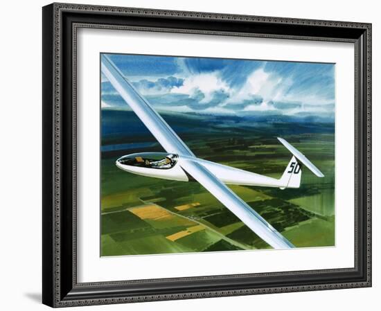 Dr. Brennig James, the First British Pilot to Fly 500 Miles in a Glider-Wilf Hardy-Framed Giclee Print