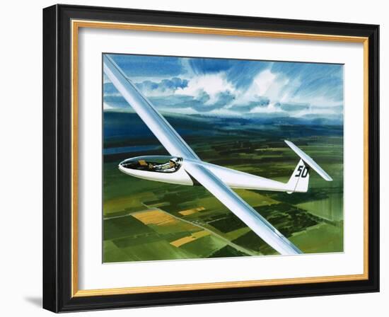 Dr. Brennig James, the First British Pilot to Fly 500 Miles in a Glider-Wilf Hardy-Framed Giclee Print