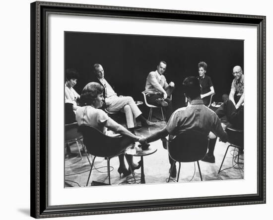 Dr. Carl Rogers During Group Therapy Session-Michael Rougier-Framed Premium Photographic Print