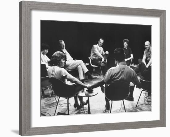 Dr. Carl Rogers During Group Therapy Session-Michael Rougier-Framed Premium Photographic Print