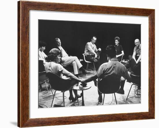 Dr. Carl Rogers During Group Therapy Session-Michael Rougier-Framed Premium Photographic Print