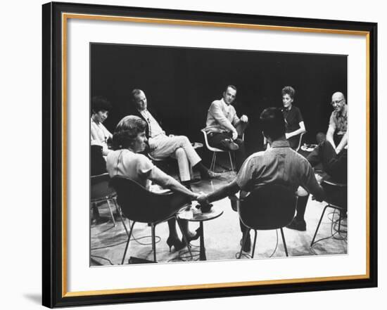 Dr. Carl Rogers During Group Therapy Session-Michael Rougier-Framed Premium Photographic Print